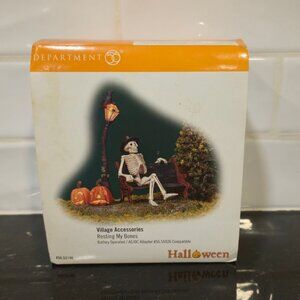 Dept 56 Resting My Bones Village Skeleton Lighted NEW in Box Halloween Haunted